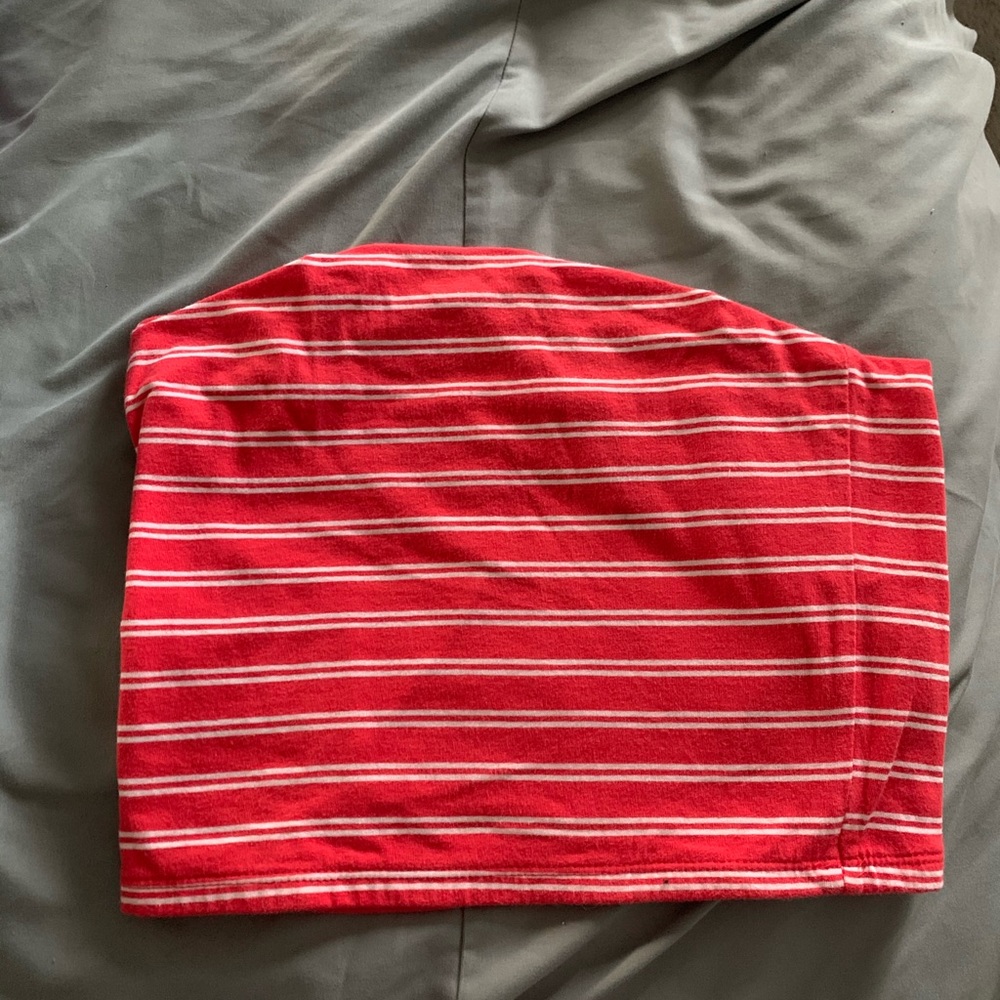 striped red tube top